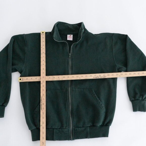 Vintage King Athletics Hunter Green Zip Up Sweater Size Medium Made In Canada - Picture 4 of 9